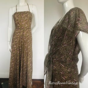 Katoenen zomerjurk en top met print uit de jaren 60 en 70, Britse maat 6