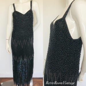 Art Deco Frank Usher 1970s beaded sequin dress