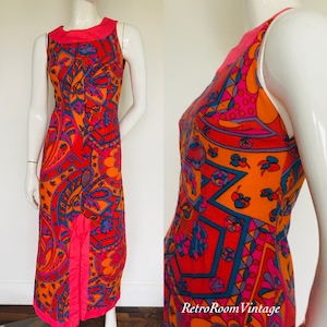 Psychedelic 1960s print dress Uk size 6
