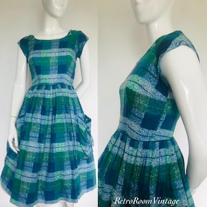 1950s Printed cotton dress Uk size 6