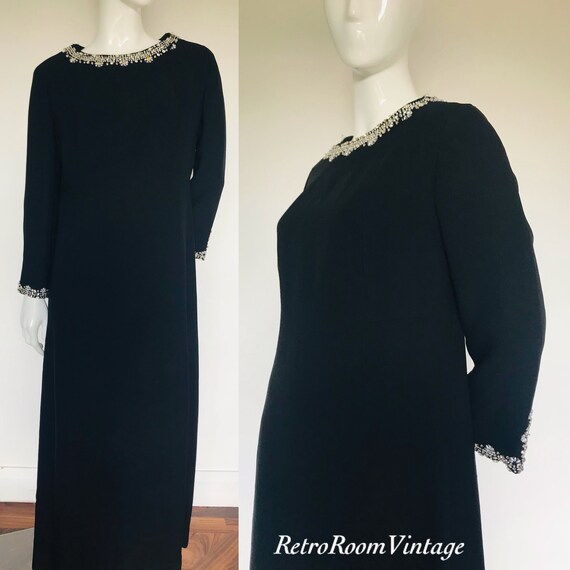 1960s dynasty beaded evening dress Uk size 14 Gem