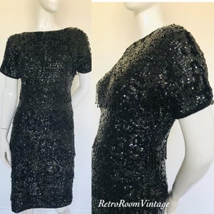 1980s 1990s sequin beaded wool Nancy Johnson dress size Uk 12 14