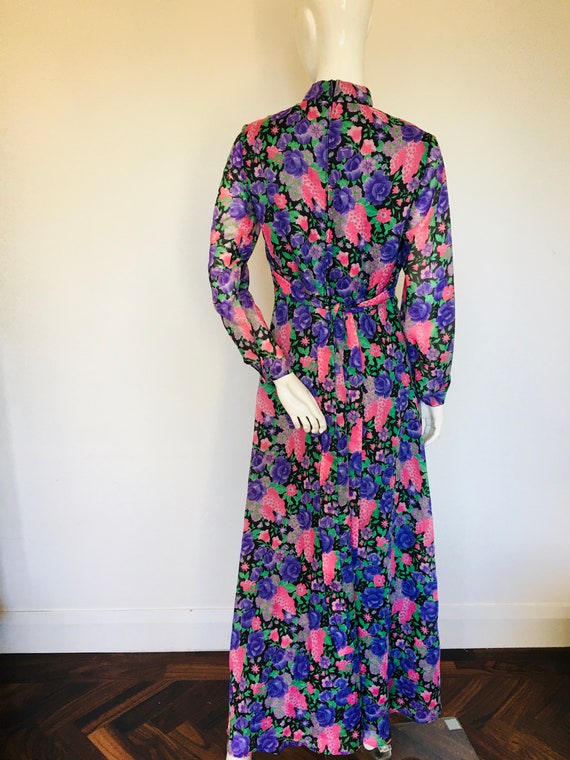 1960s 1970s wild flower print dress Uk size 14 - image 8