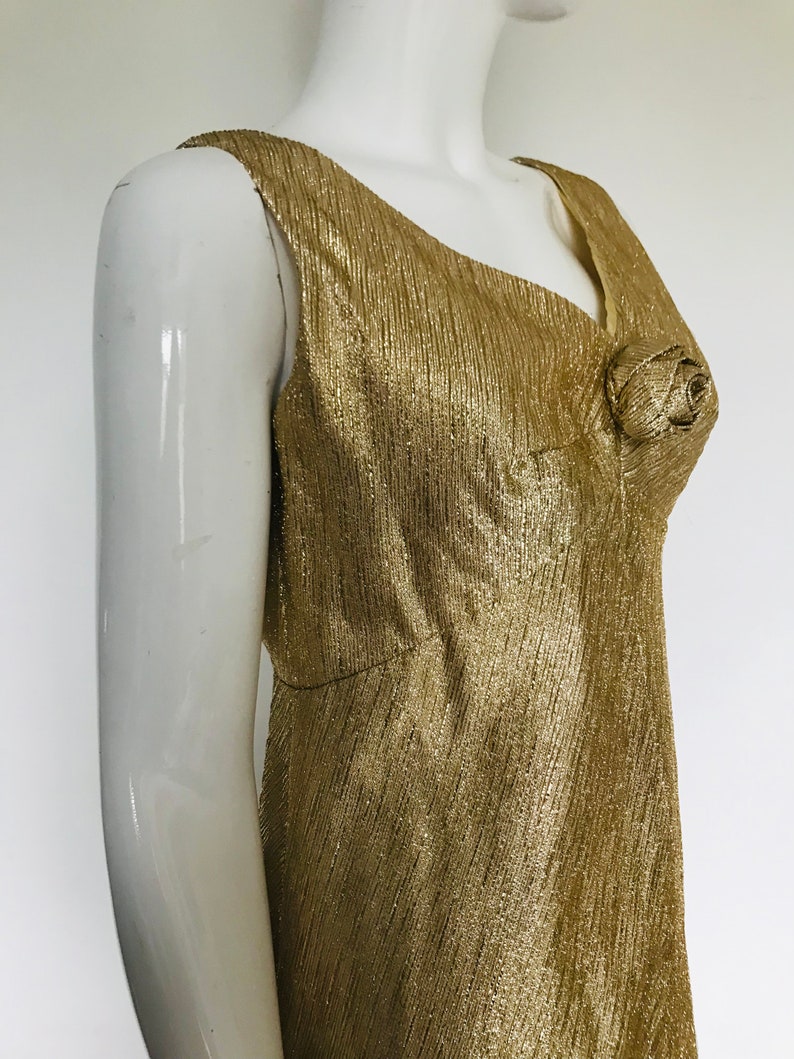 Gold 1950s 1960s sparkling evening dress Uk size 10 12 image 6