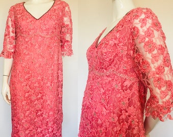 1960s pink beaded dress Uk size 12