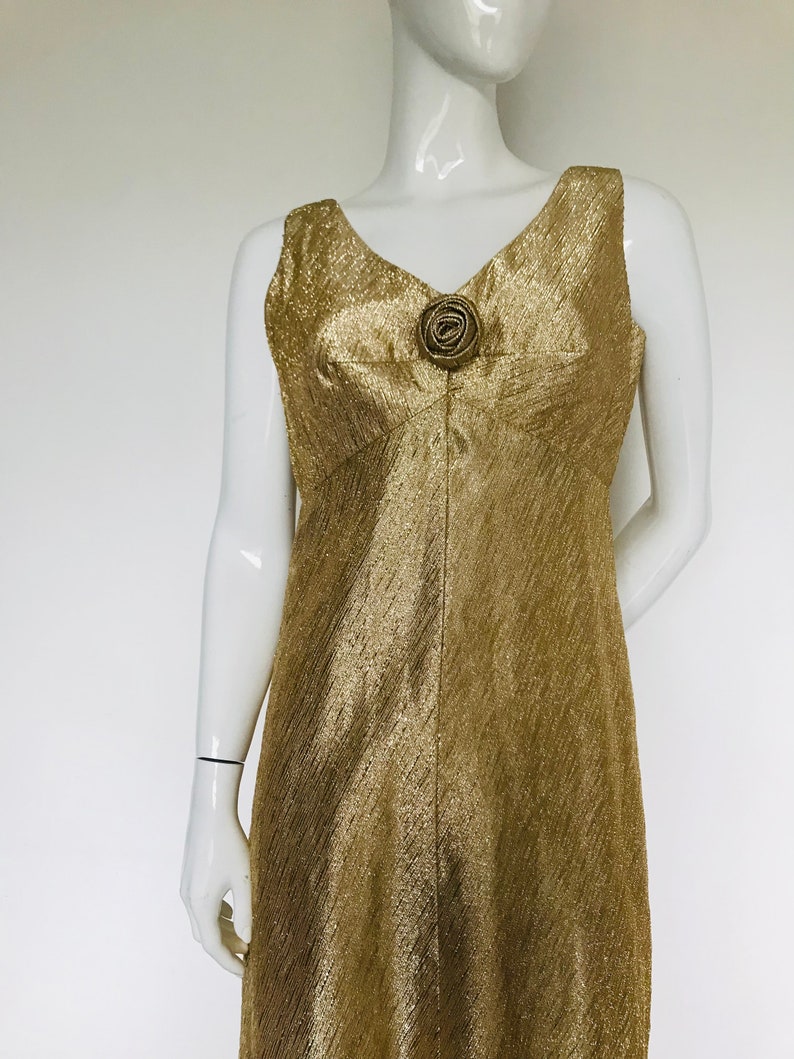 Gold 1950s 1960s sparkling evening dress Uk size 10 12 image 3