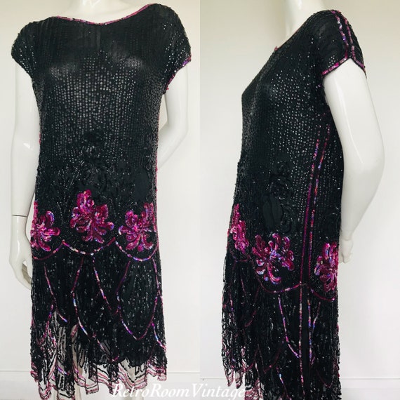 Rare original 1920s sequin Art Deco flapper dress - image 1