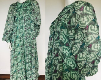 1960s 1970s floaty printed dress Uk size 8