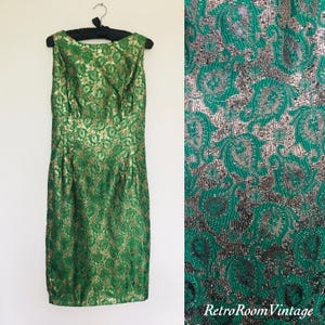 1950s 1960s brocade cocktail dress uk size 6 8