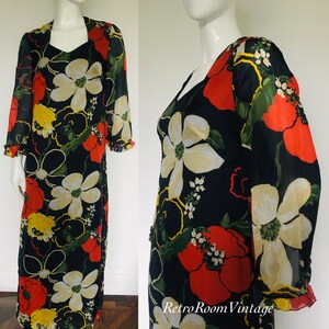 Fabulous 1960s 1970s vivid print dress Uk size 10 12