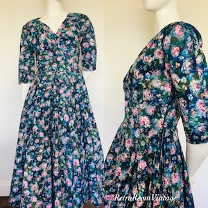 1950s Cotton Floral Dress - UK Size 10