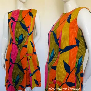 1960s 1970s bold cotton Hawaiian day dress size 10 12