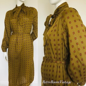 1980s 90s printed day dress Uk size 8