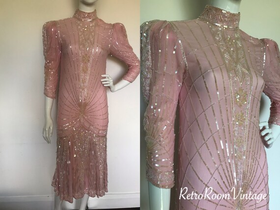 Amazing vintage sequins beaded Art Deco flapper st