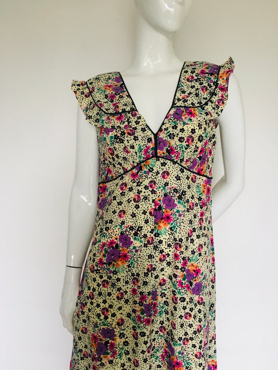 VIOLET ~ GORGEOUS RARE 1970S BRODERIE COTTON MAXI DRESS BY QUAD