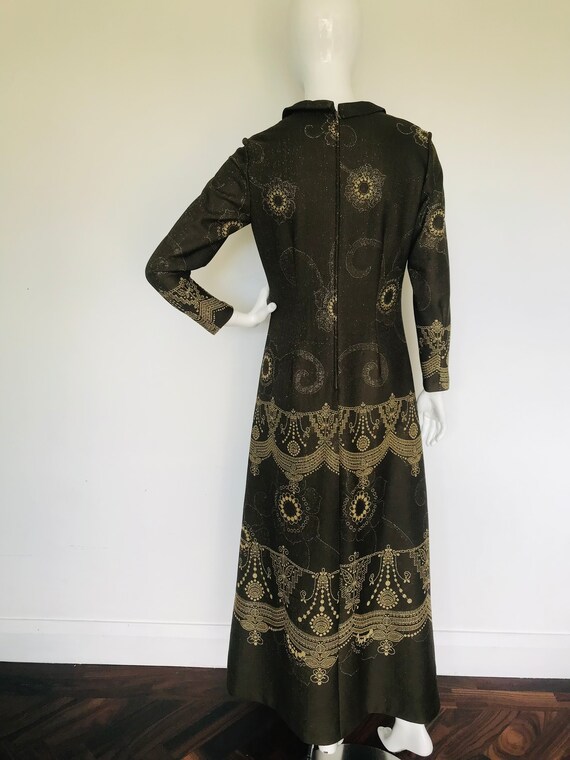 Wonderful 1960s 1970s metallic maxi dress uk Size… - image 7