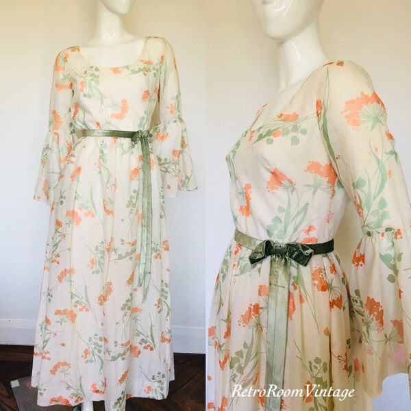 Beautiful romantic 1960s 1970s dress size 8