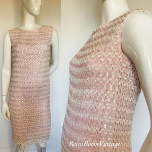 1950s 1960s pink sequin cocktail dress Uk size 8