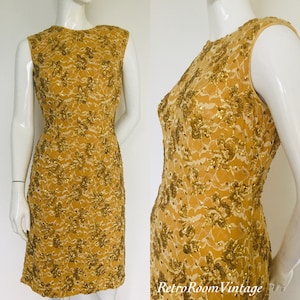Beautiful 1950s  1960s heavy beaded gold cocktail dress Uk size 10