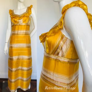 1960s 1970s Yellow gold dress uk size  8