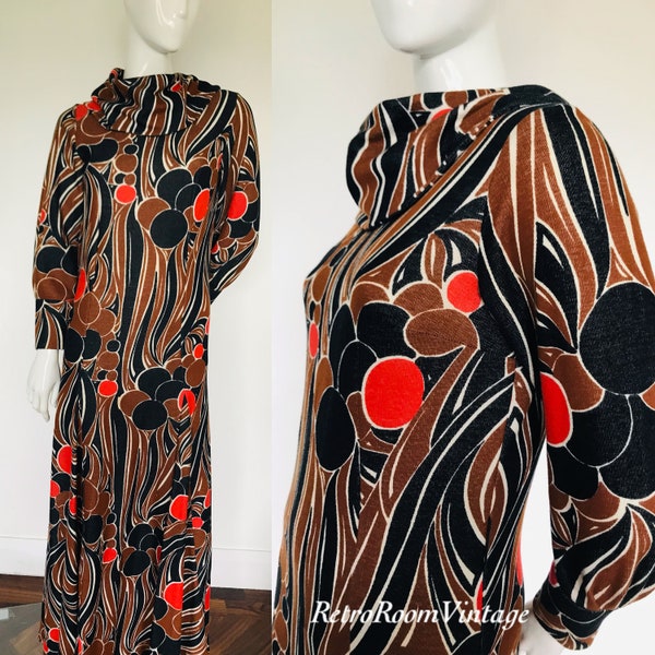 Wonderful 1960s 1970s swirl print dress uk size 10/12
