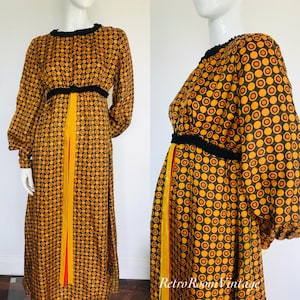 1960s 1970s bold print dress size  Uk 14 16