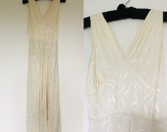 1930s slinky cream gown dress Uk size 8