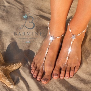 Starfish barefoot sandals, Bridal foot jewelry, Beaded Beach Destination wedding barefoot sandles, Footless sandals, Anklet, Beaded sandles