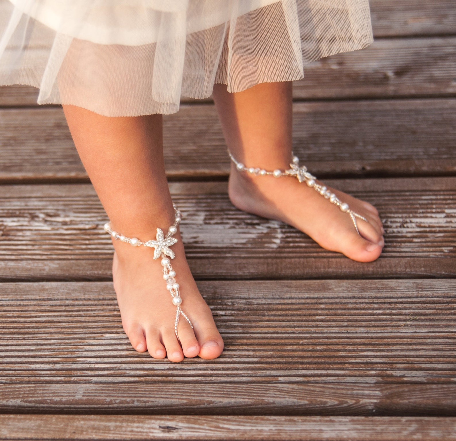 Flower Girl Barefoot Sandals Beach Wedding Starfish Barefoot Etsy