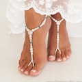 Pearl Rhinestone Barefoot Sandals, Bridal Foot Jewelry, Beach Wedding Anklet product logo