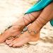 Seashell and Turquoise gemstone Crochet Barefoot sandals, Tan and Turquoise Barefoot sandal, Beach wedding, Soleless sandals, Gift for her 