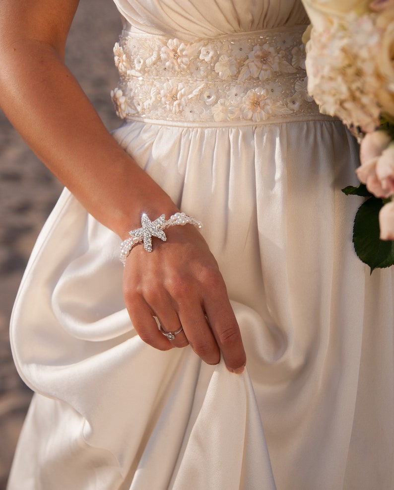 Starfish Beach Wedding Bracelet Sea Star Bridal Jewelry Gift Etsy