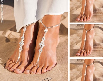 Matching set of bridal party barefoot sandals, Bridal jewelry, Bridesmaid jewelry, Maid of Honor, Bridesmaids gift, Anklet, Beach wedding