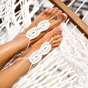 Women barefoot sandals, Crochet Barefoot sandal, White lace soleless sandals, Beach wedding barefoot sandals, Destination wedding shoes