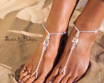 Crystal Beaded barefoot sandals, Bridal foot jewelry, Barefoot Sandals wedding, Beach Wedding accessory, Footless sandals, Barefoot sandles