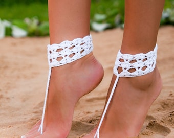 Crochet barefoot sandals, Barefoot sandals wedding, Wedding shoes, Beach wedding shoes, Bridal barefoot sandals, Bridal Accessory, Anklet