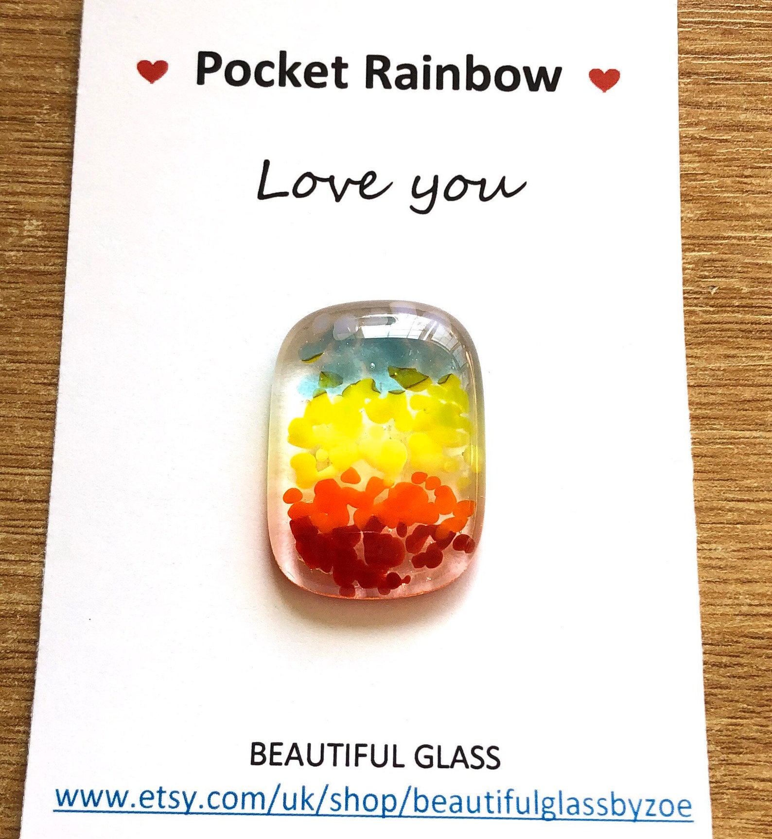 Rainbow Pocket Hug Fused Glass Keepsake Love Token Sympathy Etsy UK