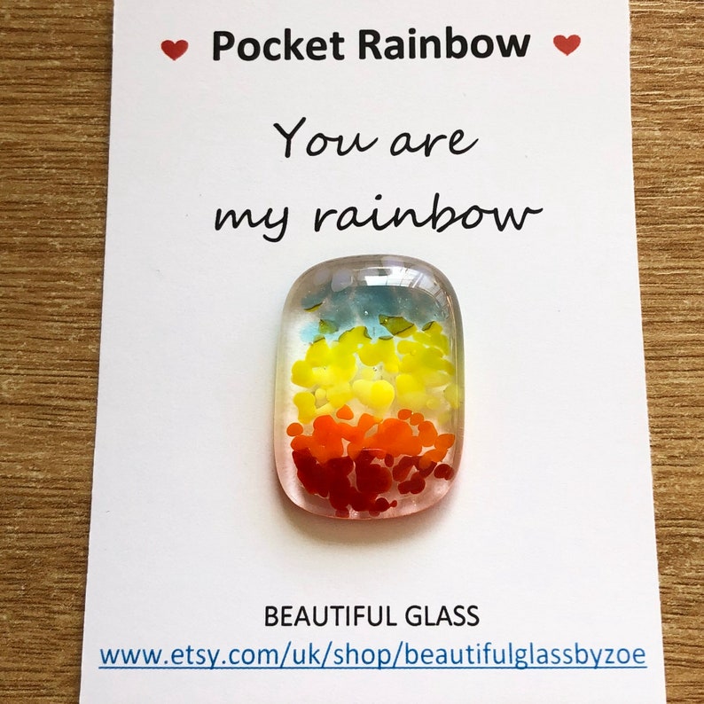 Rainbow Pocket Hug Fused Glass Keepsake Love Token Sympathy Etsy UK