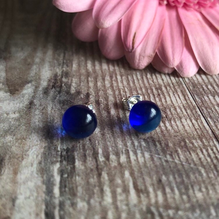Bright Electric Blue Earrings Cobalt Blue Translucent Glass - Etsy UK