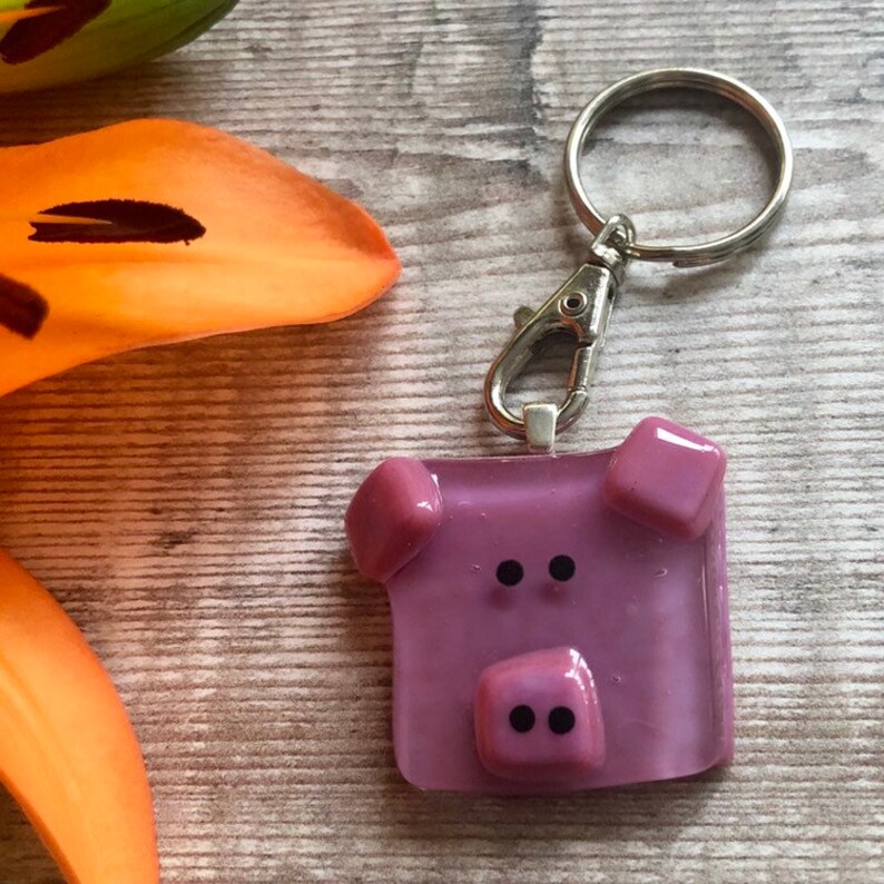 Pig keyring handmade piggy keychain farmyard animal gift Etsy