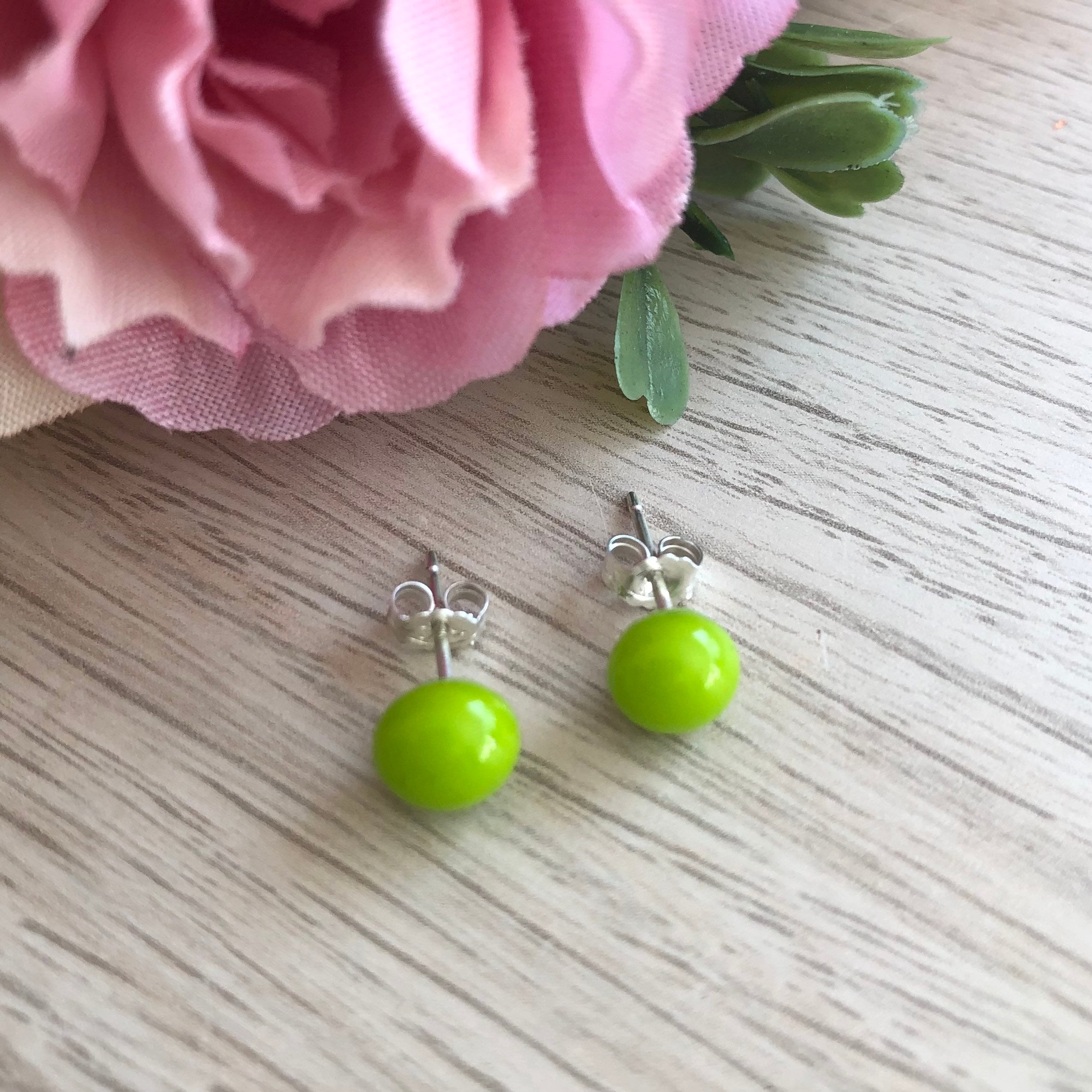 Lime green cheap stud earrings