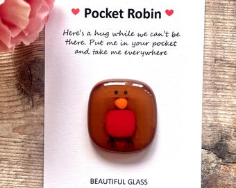 Fused Glass Pocket Robin: Sentimental Keepsake Gift