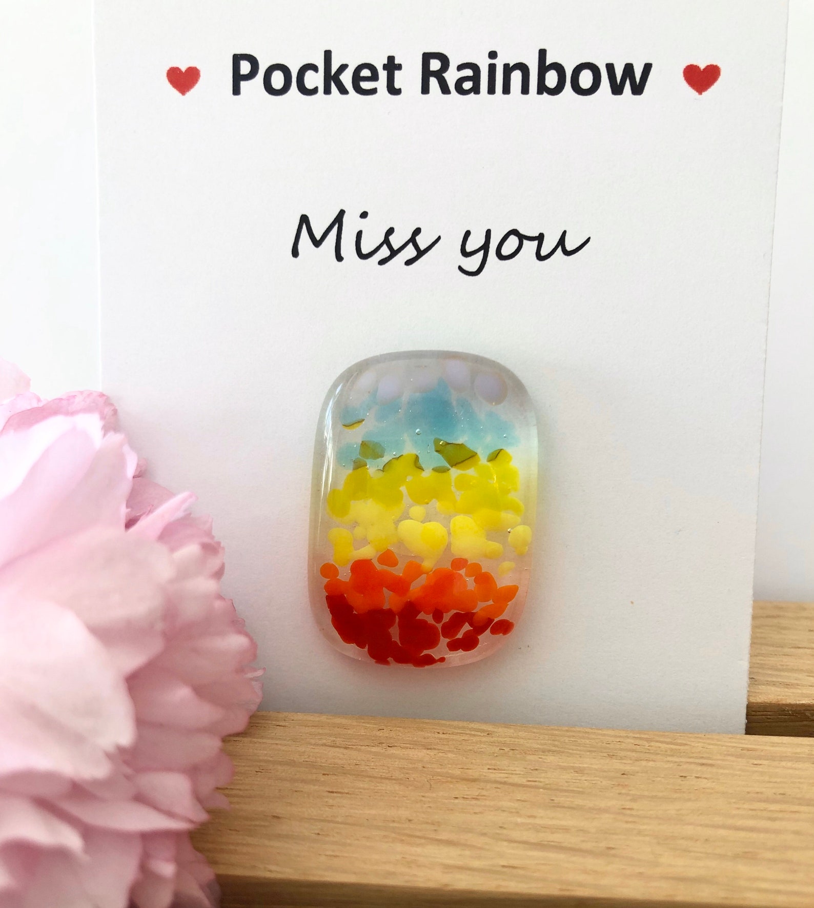 Rainbow Pocket Hug Fused Glass Keepsake Love Token Sympathy Etsy
