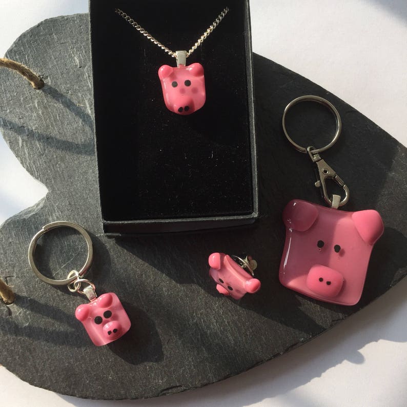 Pig keyring handmade piggy keychain farmyard animal gift Etsy