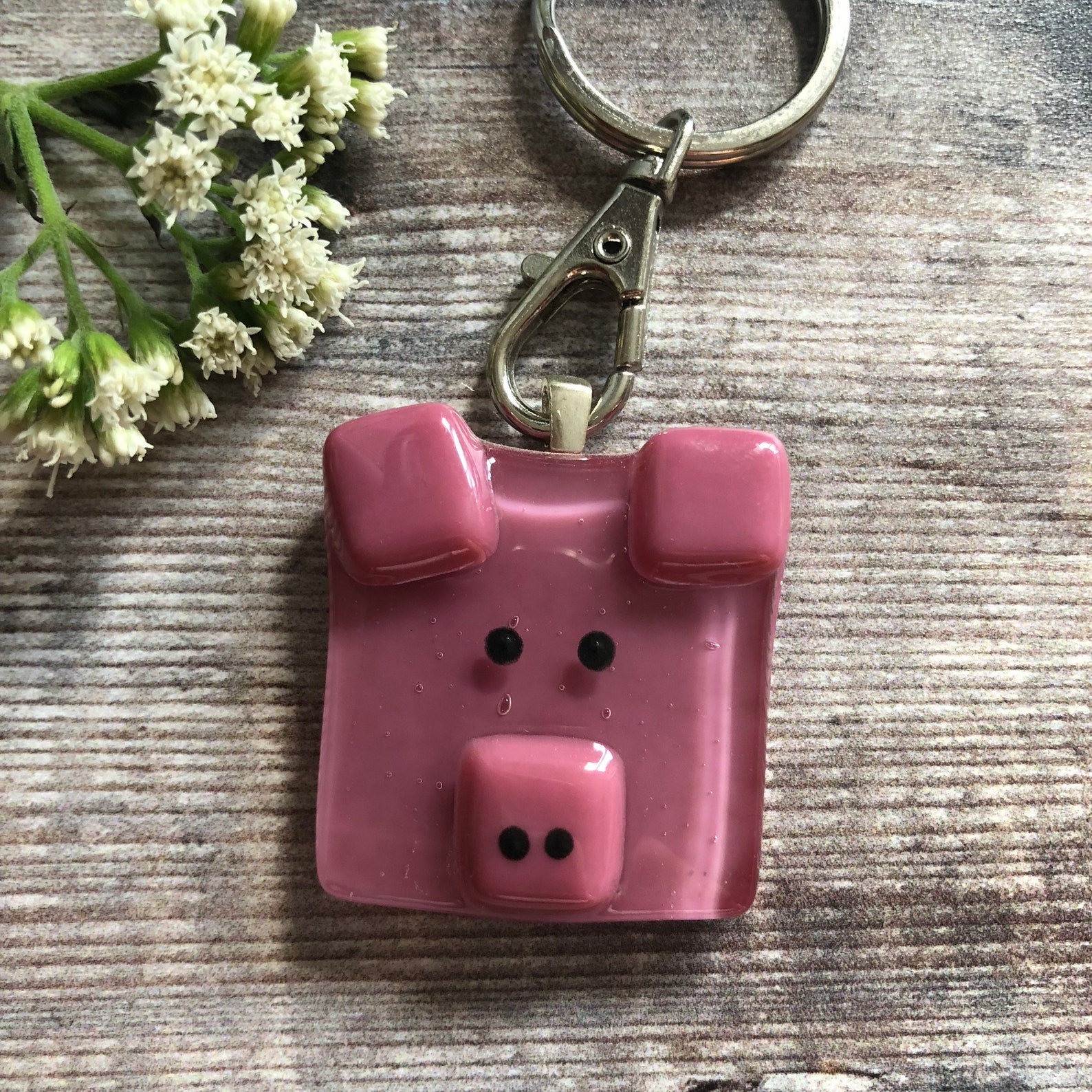 Pig keyring handmade piggy keychain farmyard animal gift Etsy