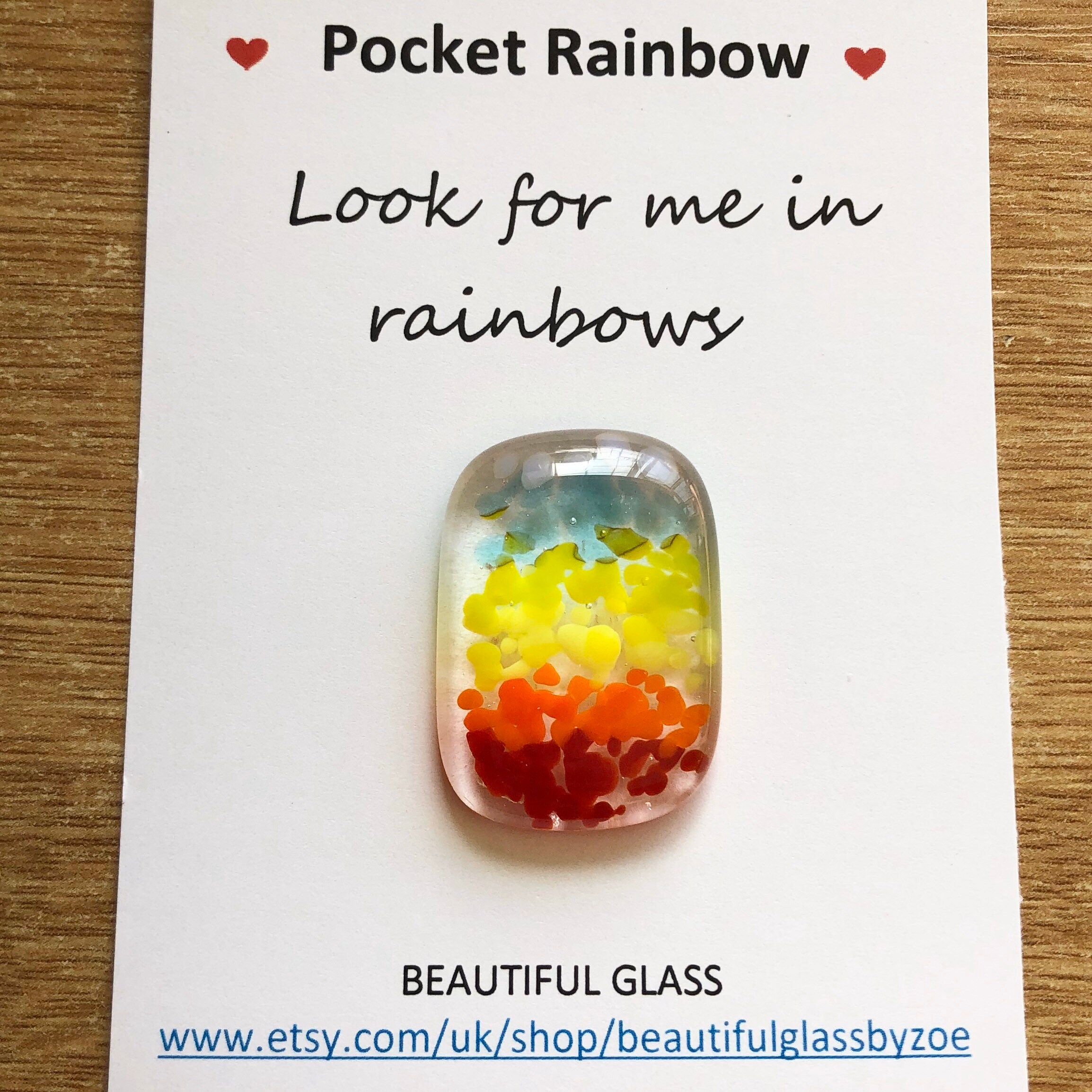 Rainbow Pocket Hug Fused Glass Keepsake Love Token Sympathy Etsy UK
