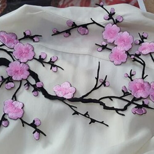 Pink Cherry Blossom Floral Applique Fabric Patchesironon Etsy