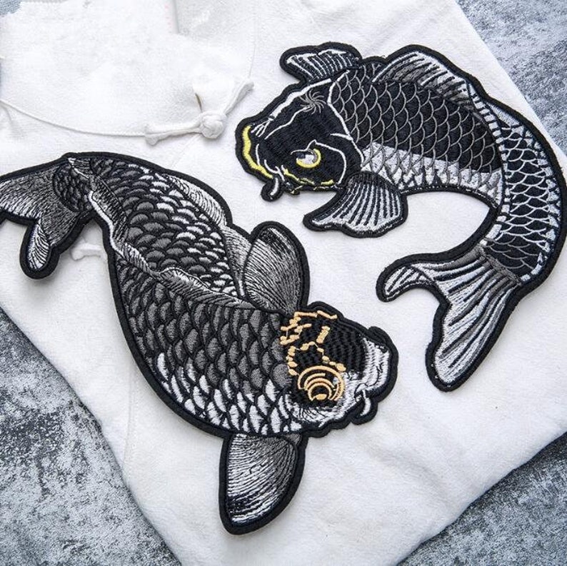 Large koi fish patch embroidered koi fish iron on appliques  etsy Large koi fish patch embroidered koi fish iron on appliques  etsy