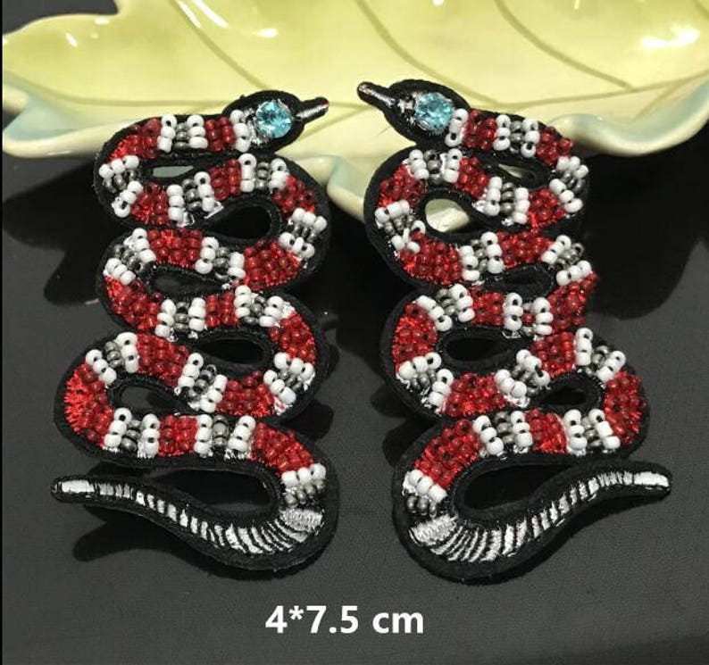 Snake Rhinestone Applique PatchBeaded Snake patchSmall Snake Etsy