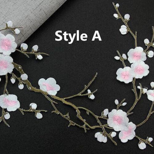 Pink Cherry Blossom Floral Applique Fabric Patchesironon Etsy